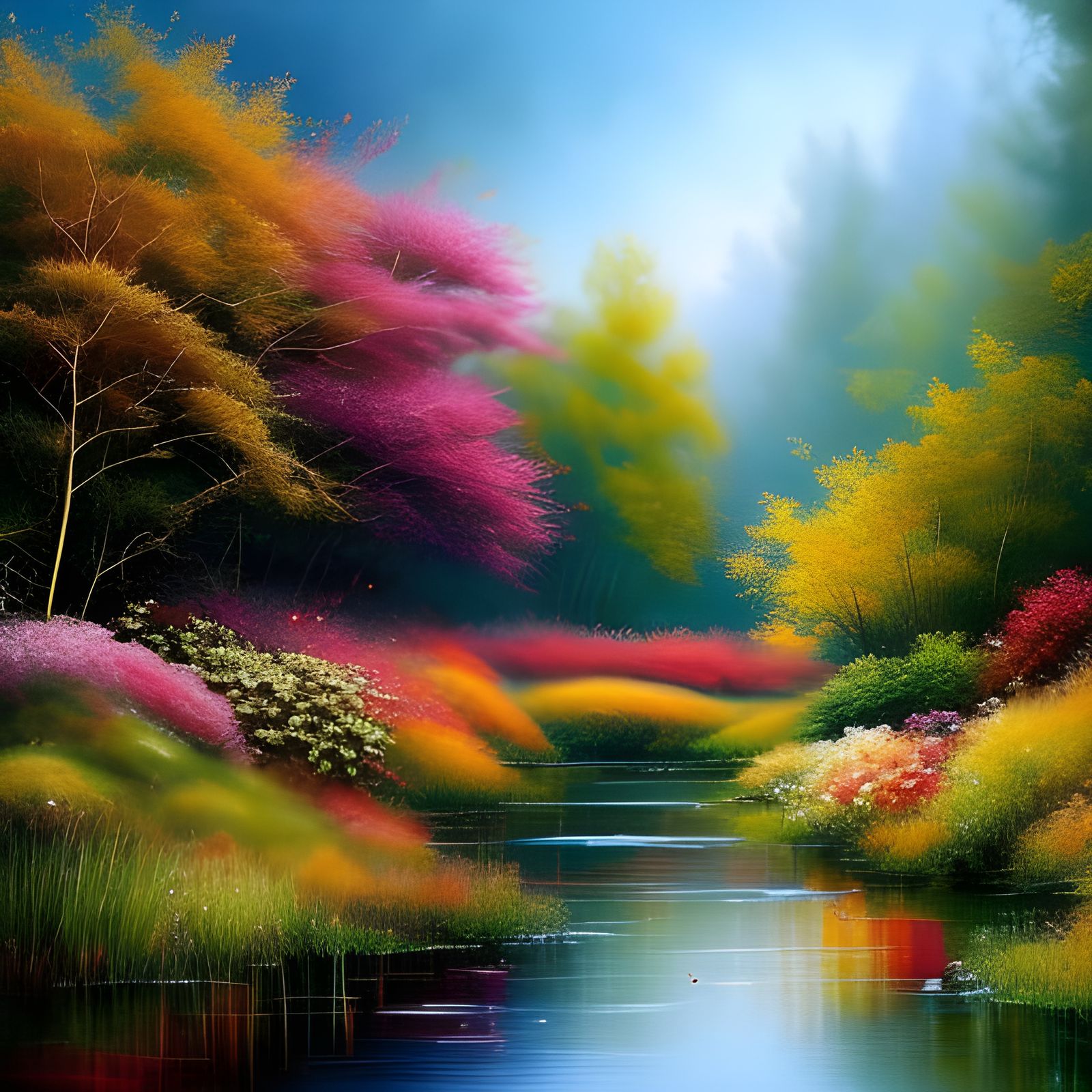 Lush Rose Garden in Hyperrealistic Fantasy Painting