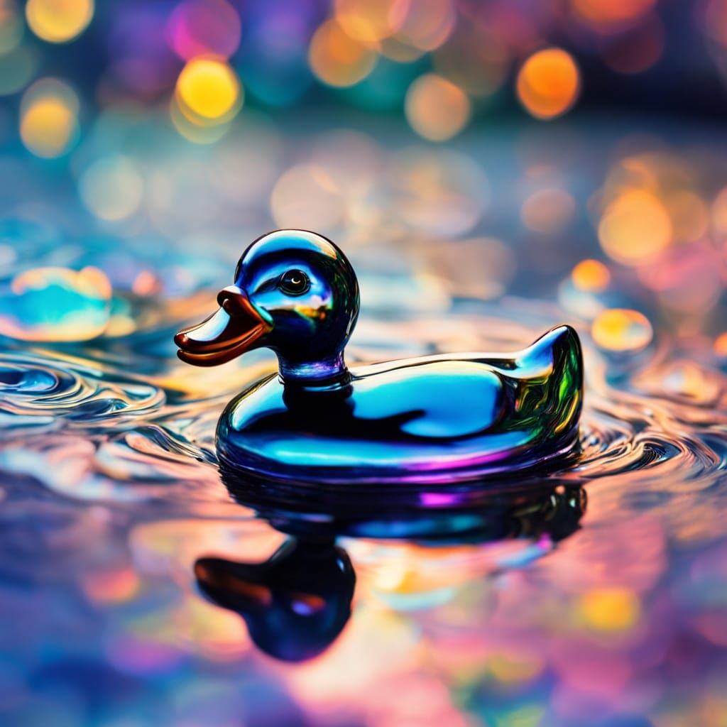 Surreal Crystal Duck on Astral Waters