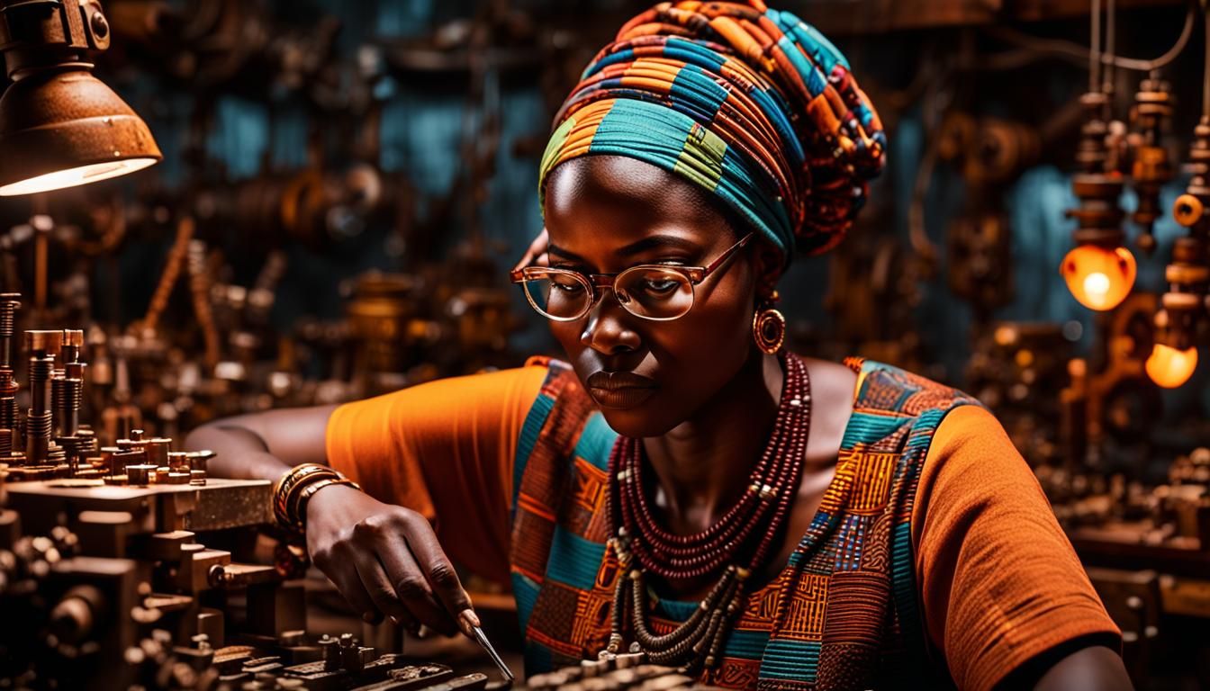 African Art: Mechanical Engineer in Workshop