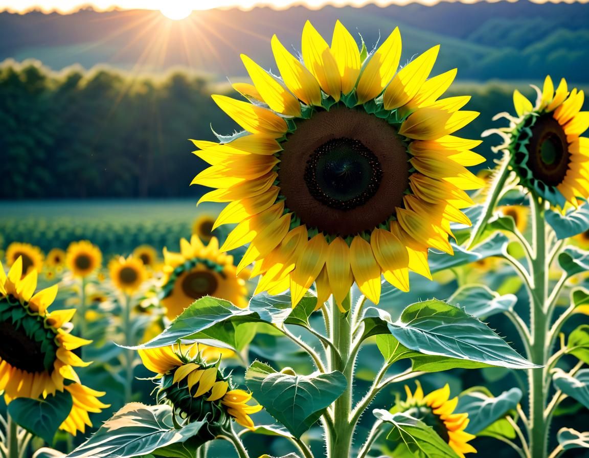 Radiant Sunflower in Morning Light