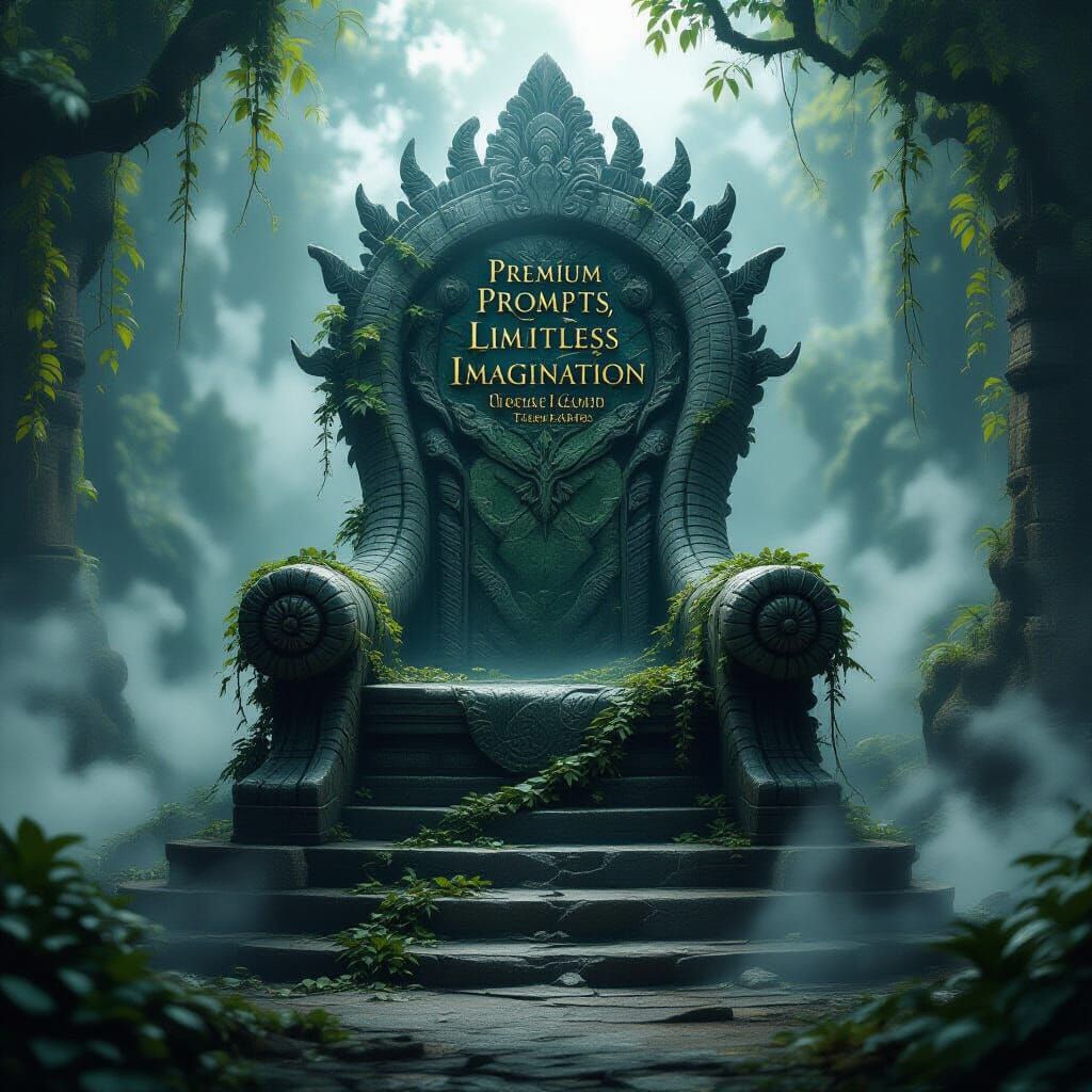 Jungle Throne Shaped as Coiled Python in Fantasy Art Style