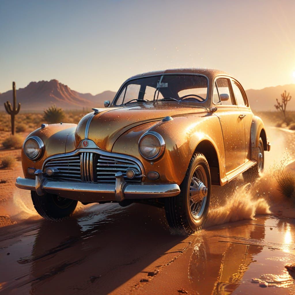 Water Car Concept Art in Desert Landscape