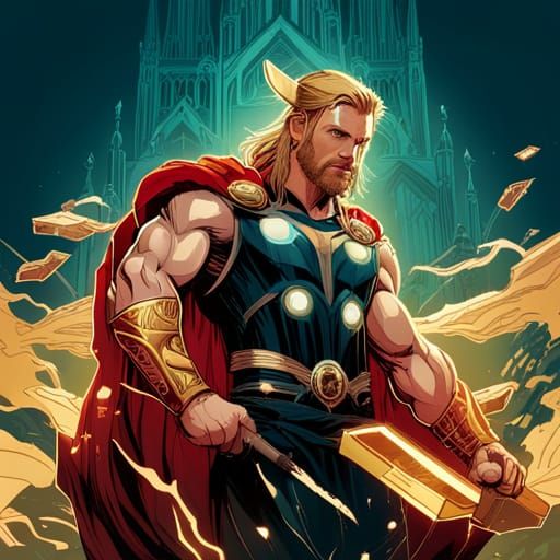 Thor Digital Painting with Luminous Colors