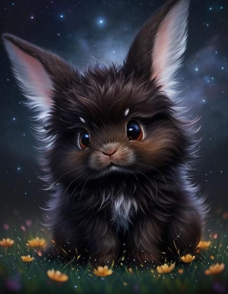 Fluffy Fantasy Bunny in Flower Rain on Artstation