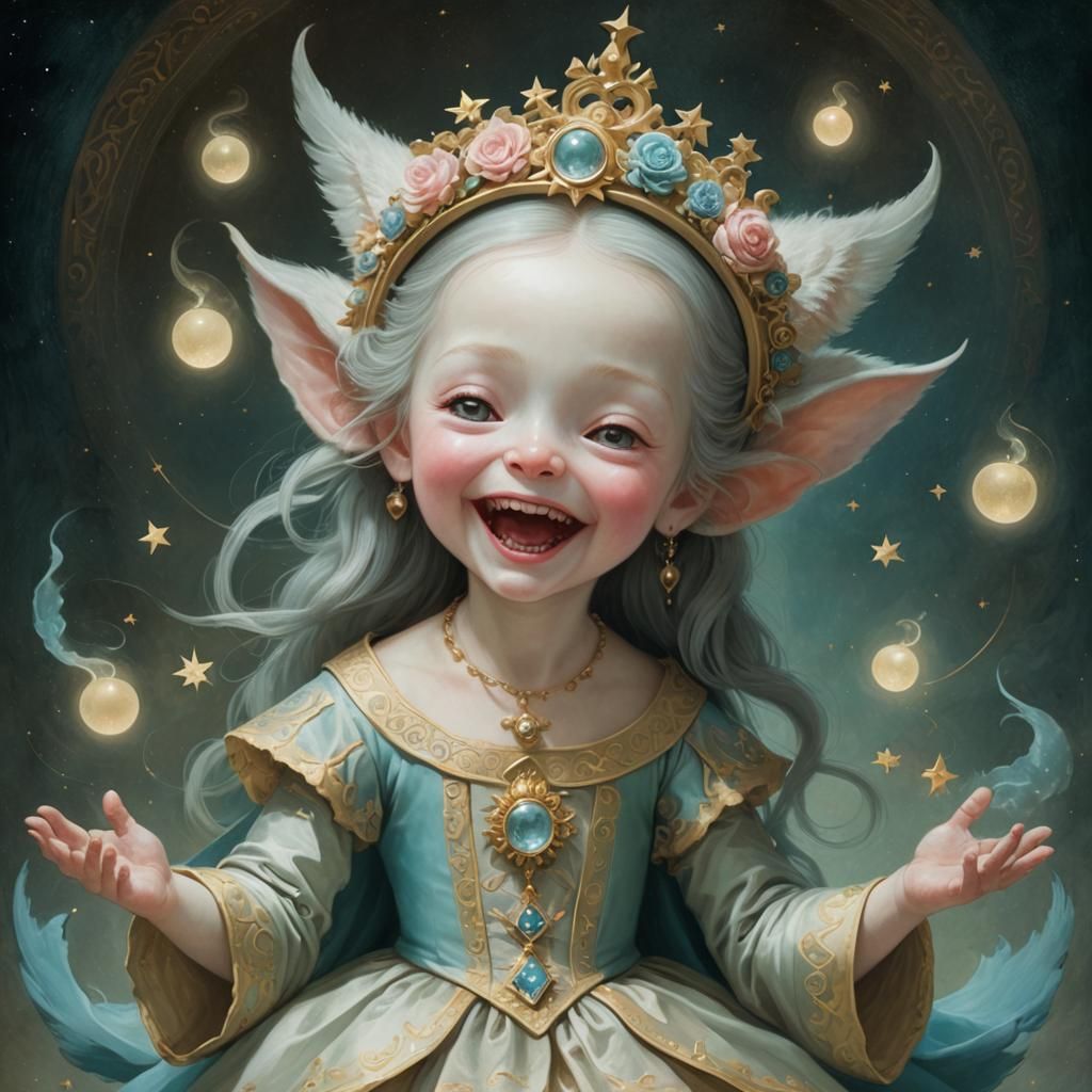Ethereal Sorceress Laughing: Occult Masterpiece