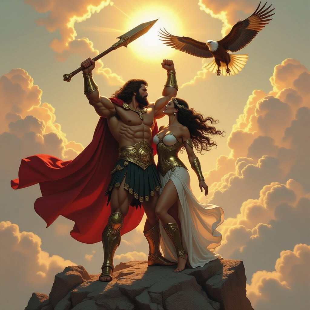 Hercules Victorious on Mount Olympus Digital Painting