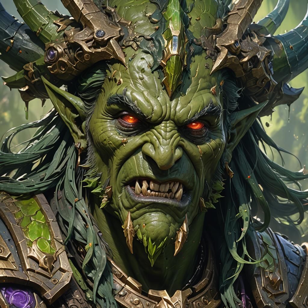 Dramatic Portrait of Guldan in Hyperrealistic Style