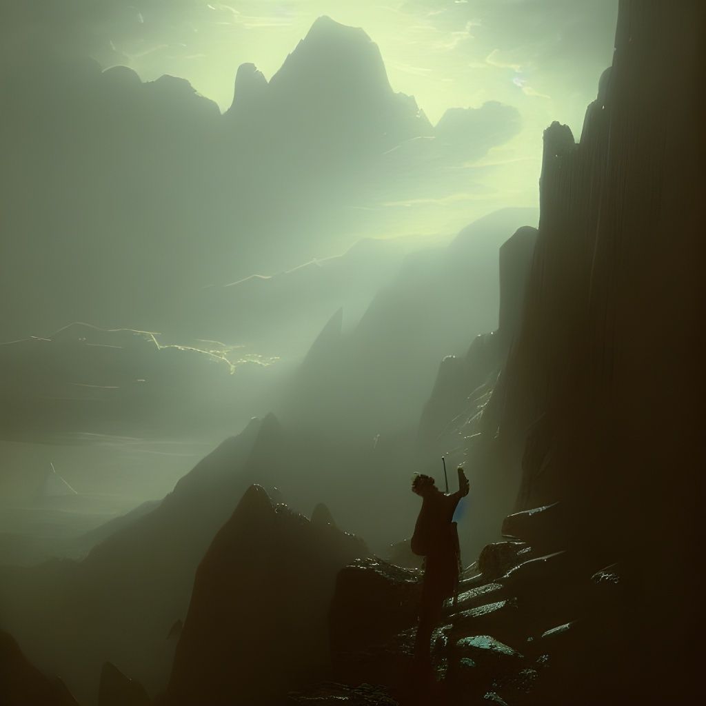 Mountain Climber in Dark Fantasy Style
