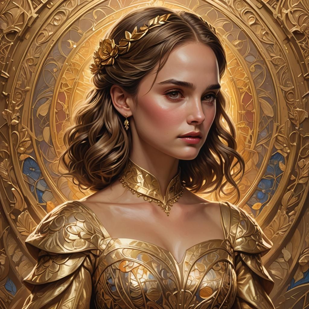 Natalie Portman as Belle, Art Nouveau Portrait