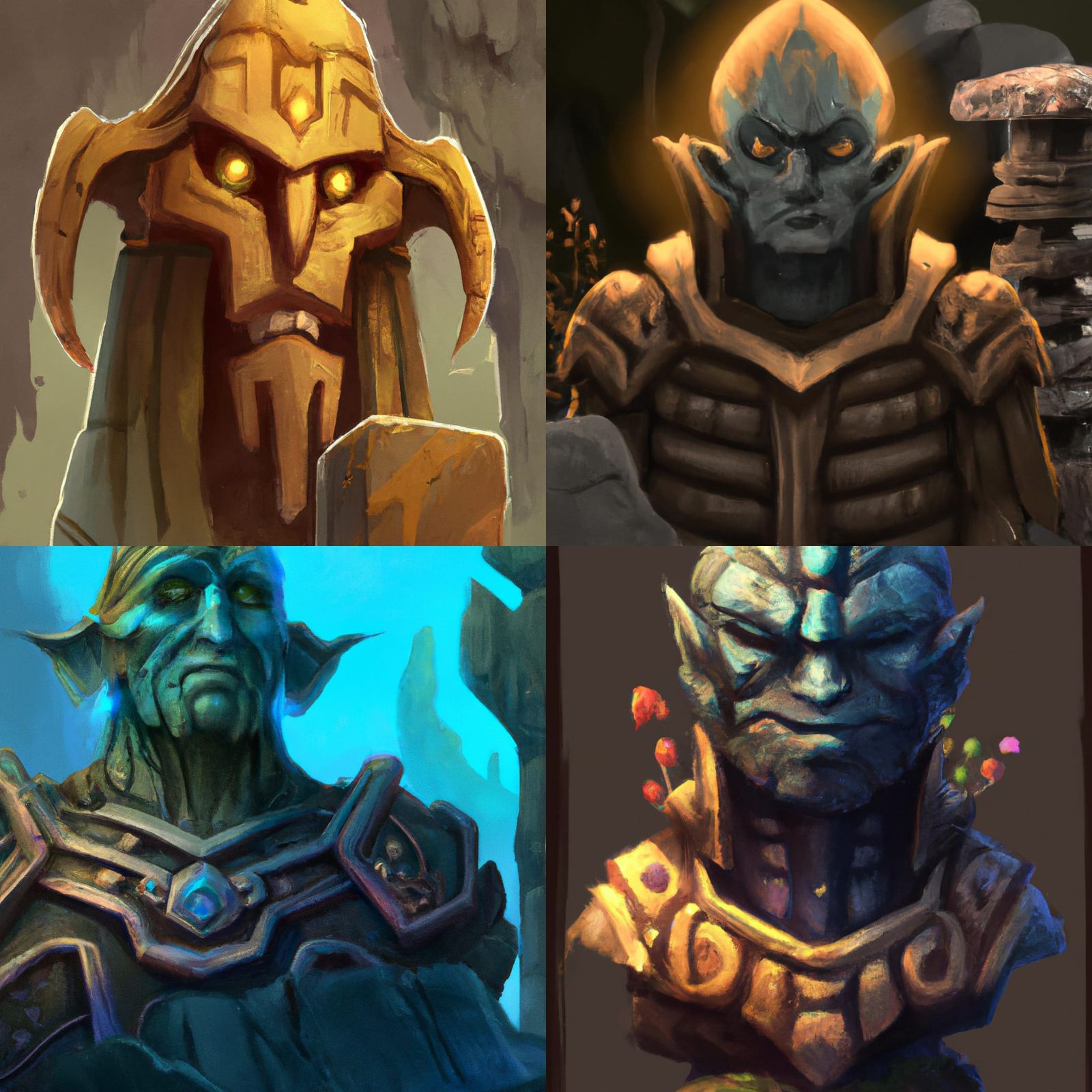 Stone Golem Portrait in Digital Illustration Style