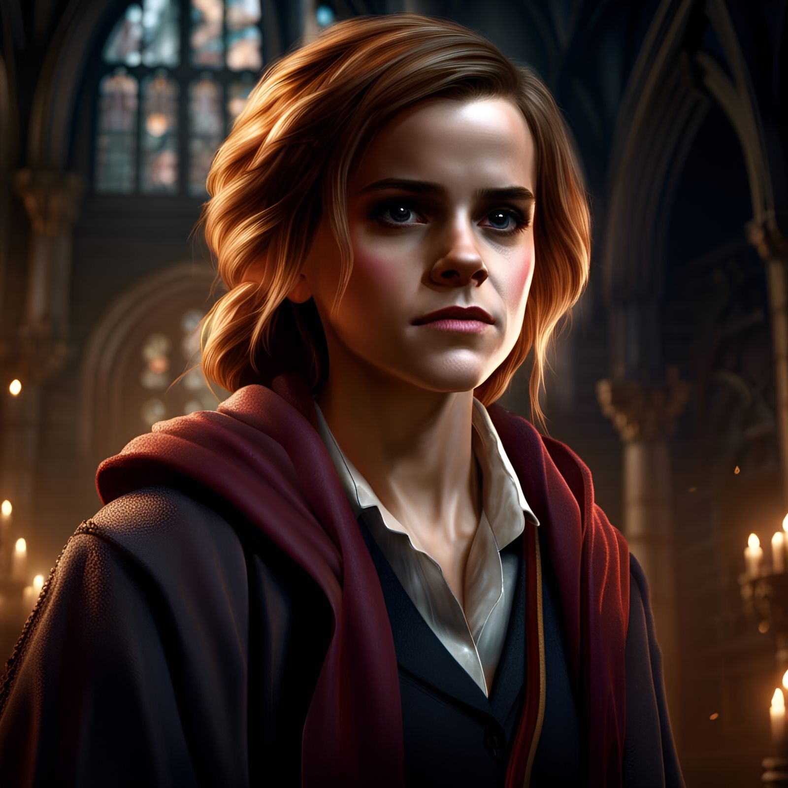 Hermione Granger Portrait in Dark Fantasy Style