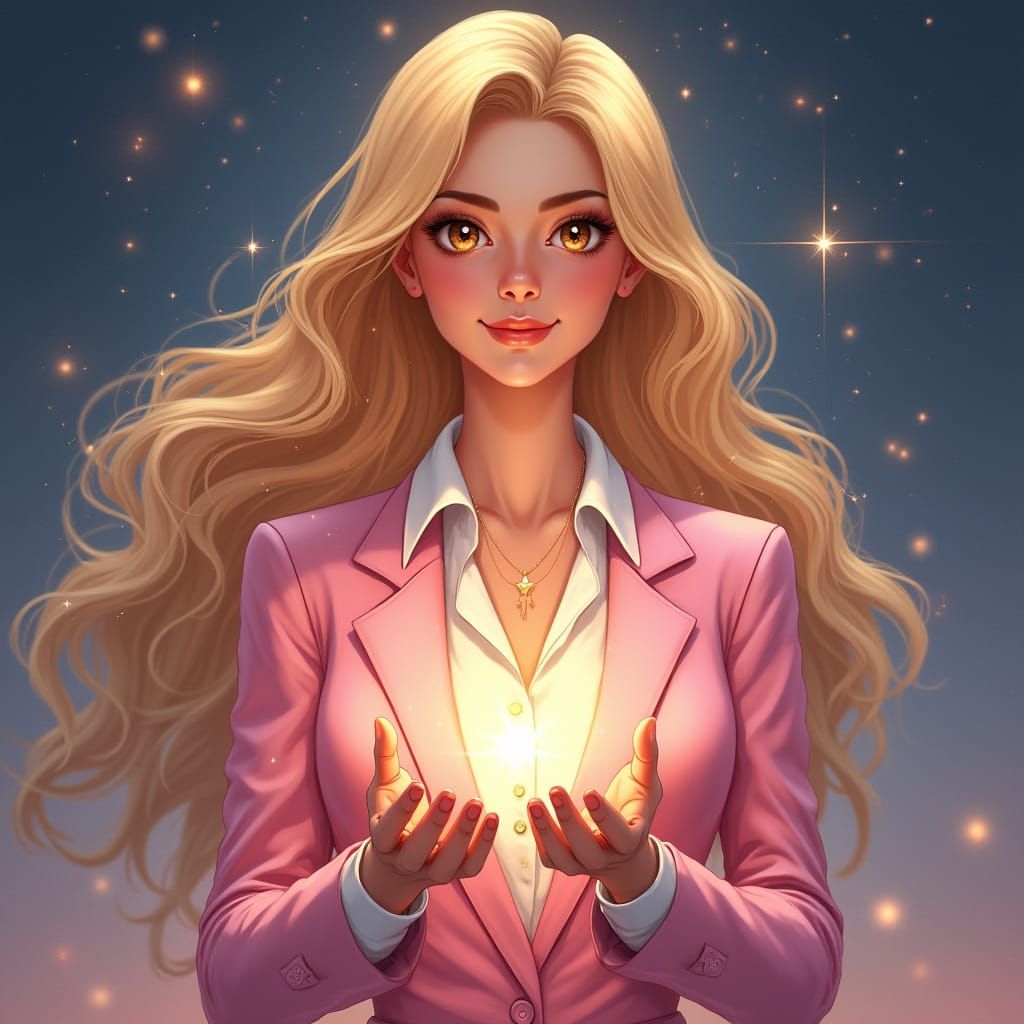 Serene Blonde Heroine Radiates Empathy and Justice