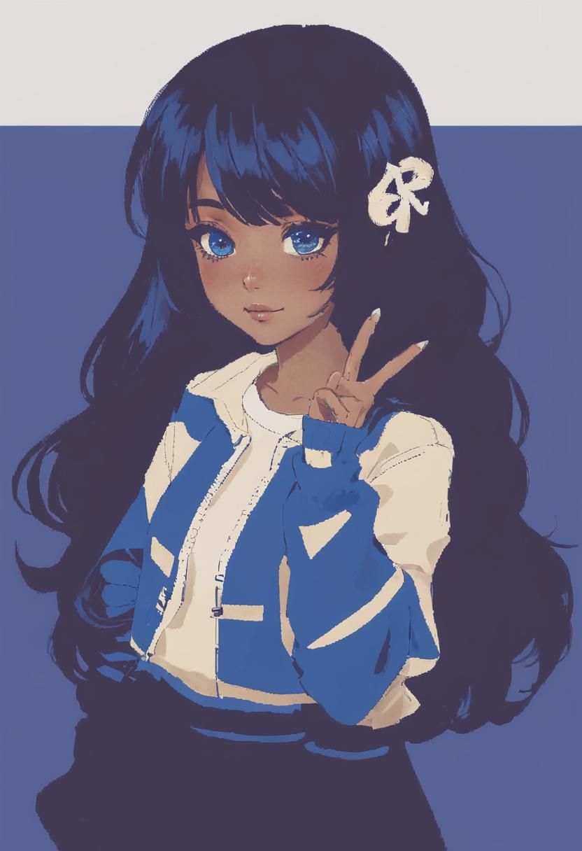 Anime Portrait of a Blue-Themed Girl