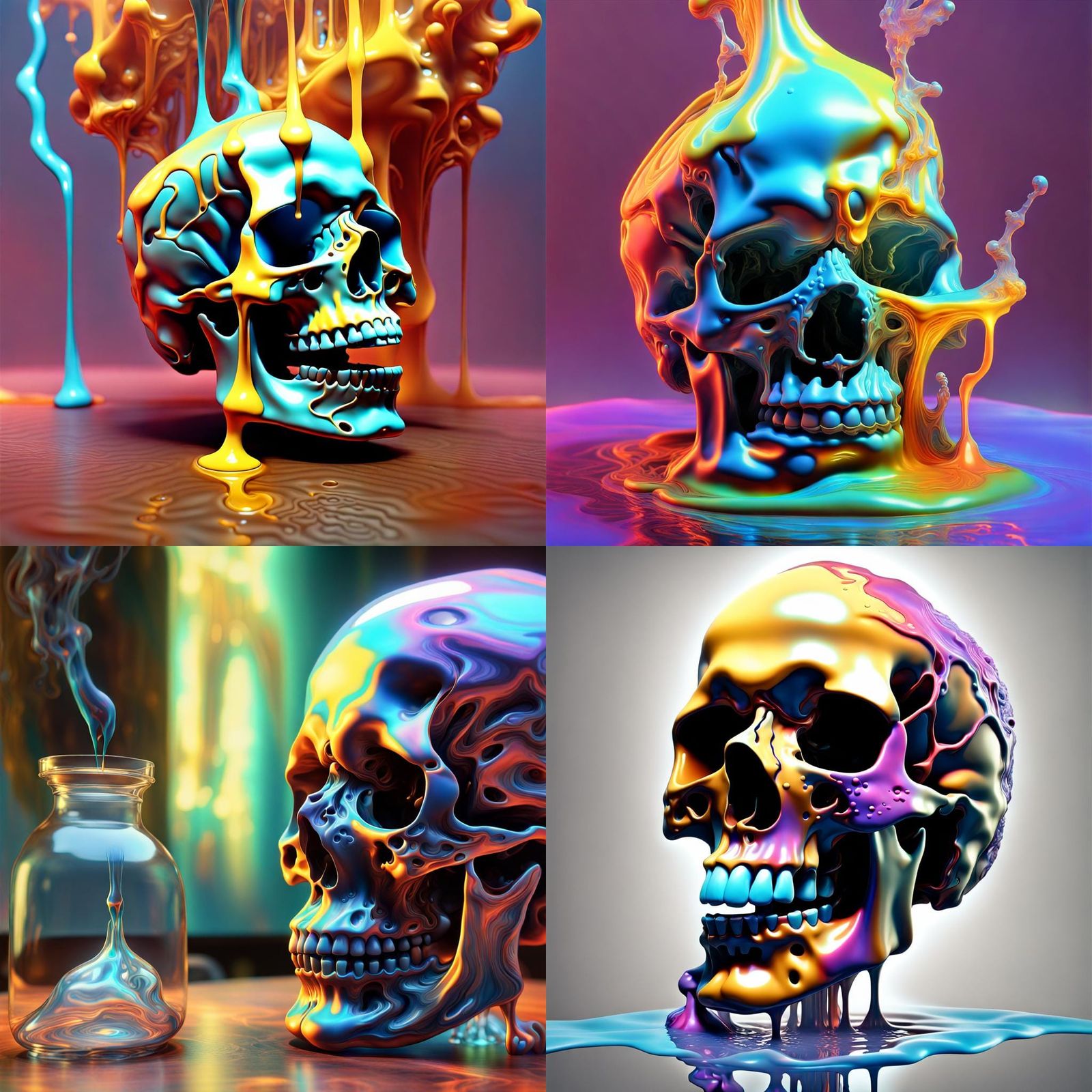 Trippy Liquid Skull Inspired by Surrealist Art