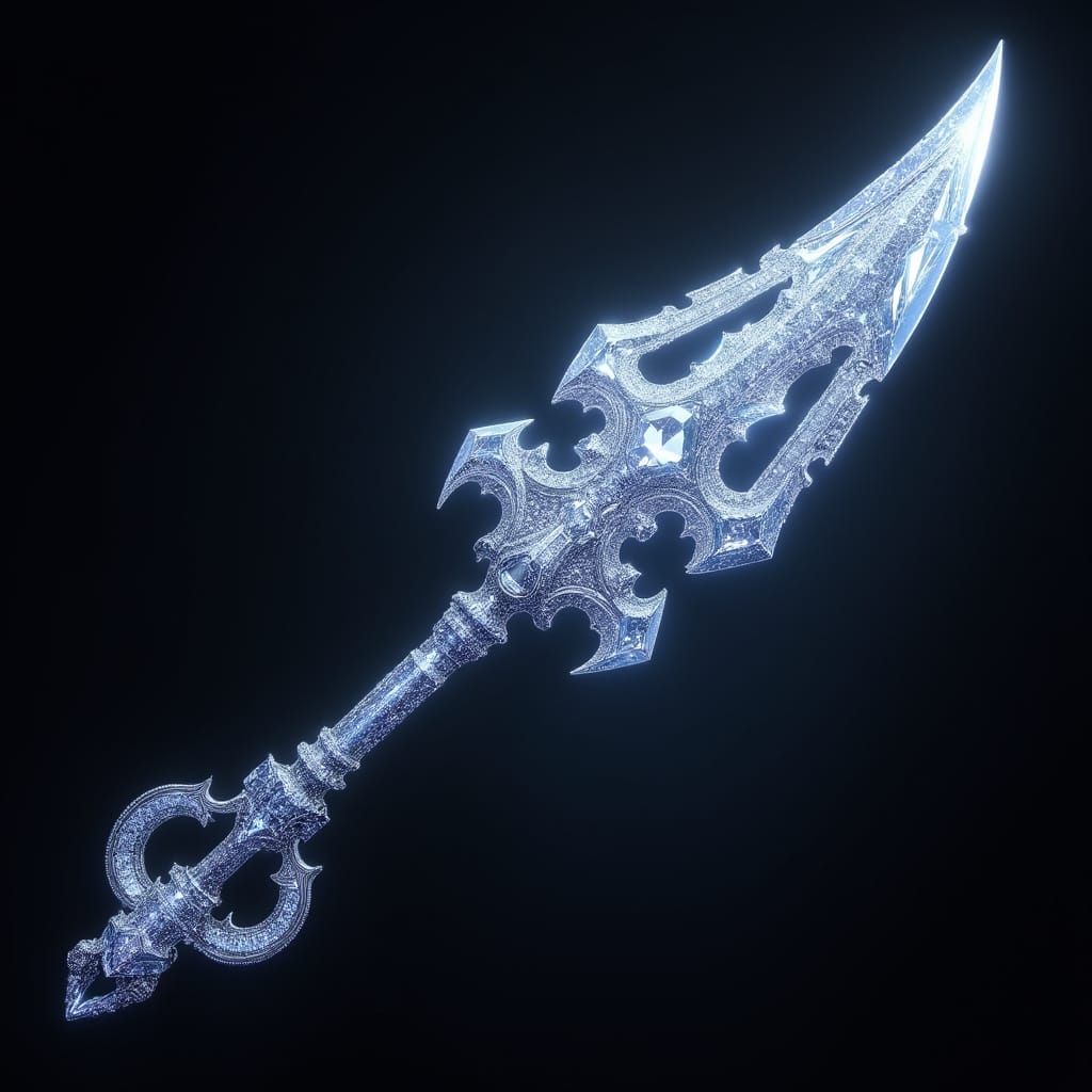 Sleek, Diamond-Encrusted Keyblade in Cyberpunk-Inspired Fant...
