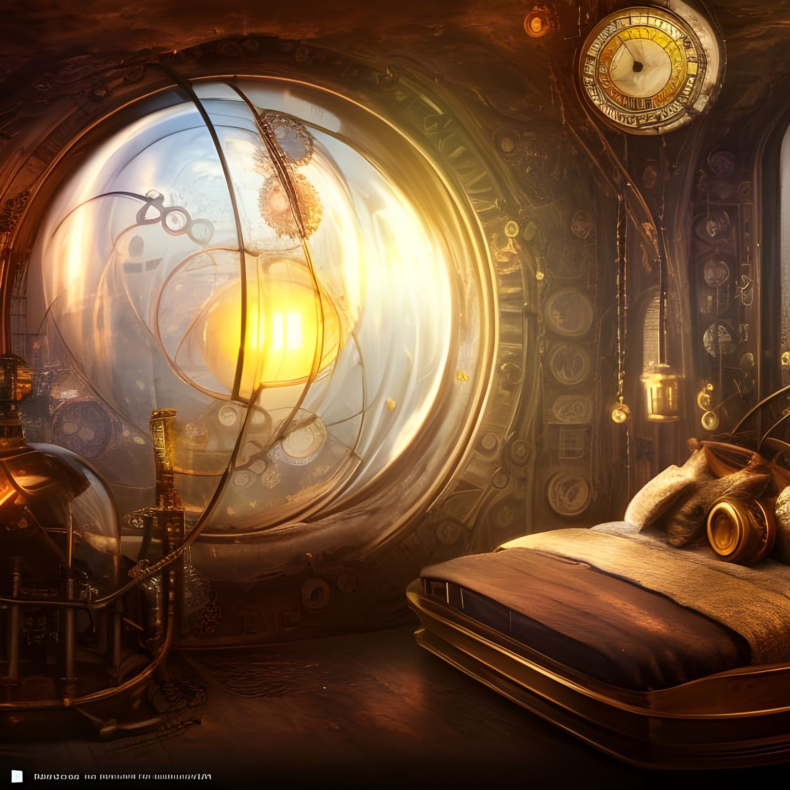 Detailed Steampunk Bed with Glass Bubble