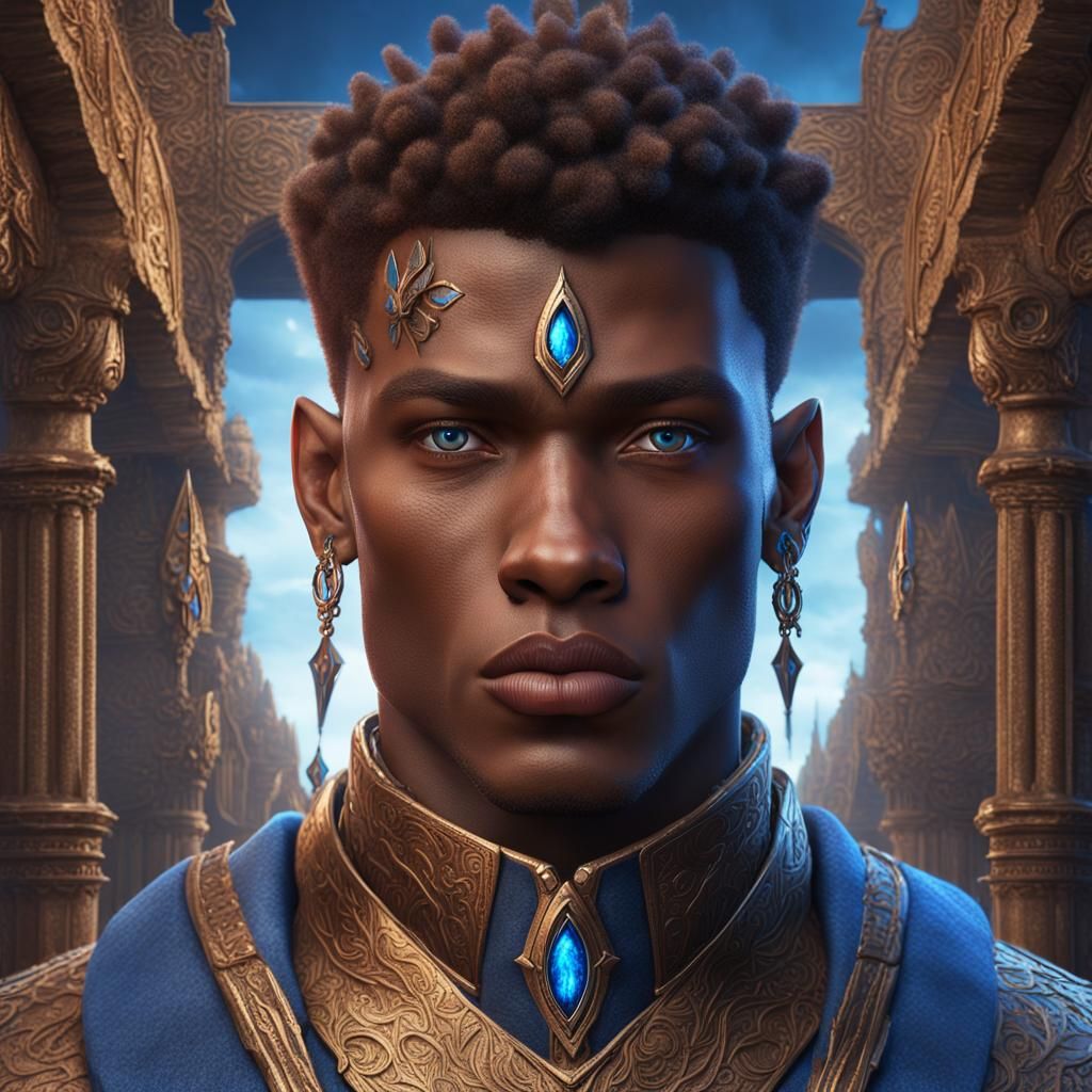 Wylie Portrait with Piercing Blue Eyes in Fantasy Art