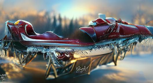 Festive Postal Sleigh Over Snowy Landscape