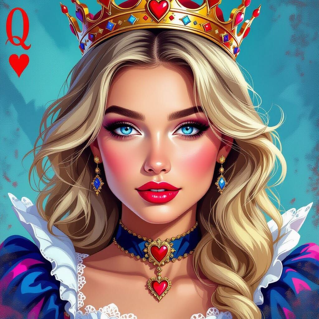 Queen of Hearts: Beautiful Blonde Woman Portrait