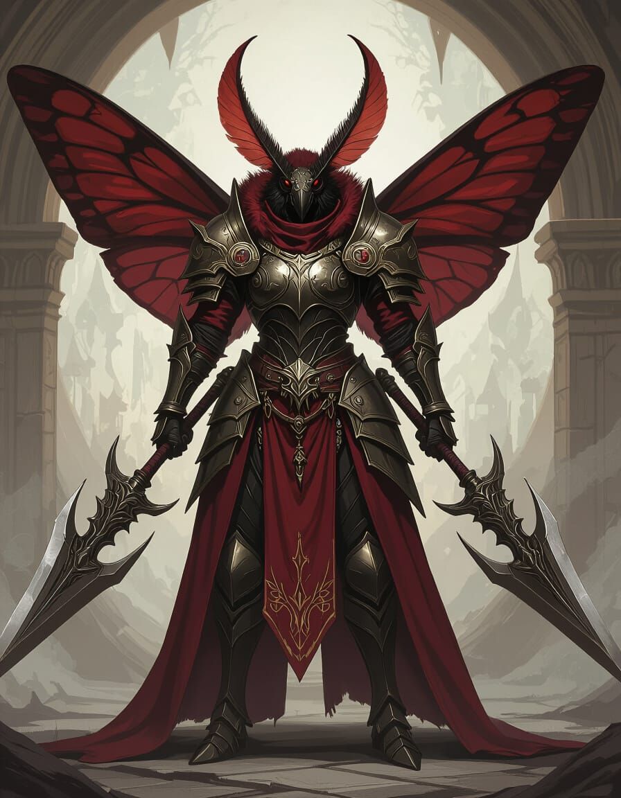 Moth Paladin Monster in Dark Fantasy Concept Art