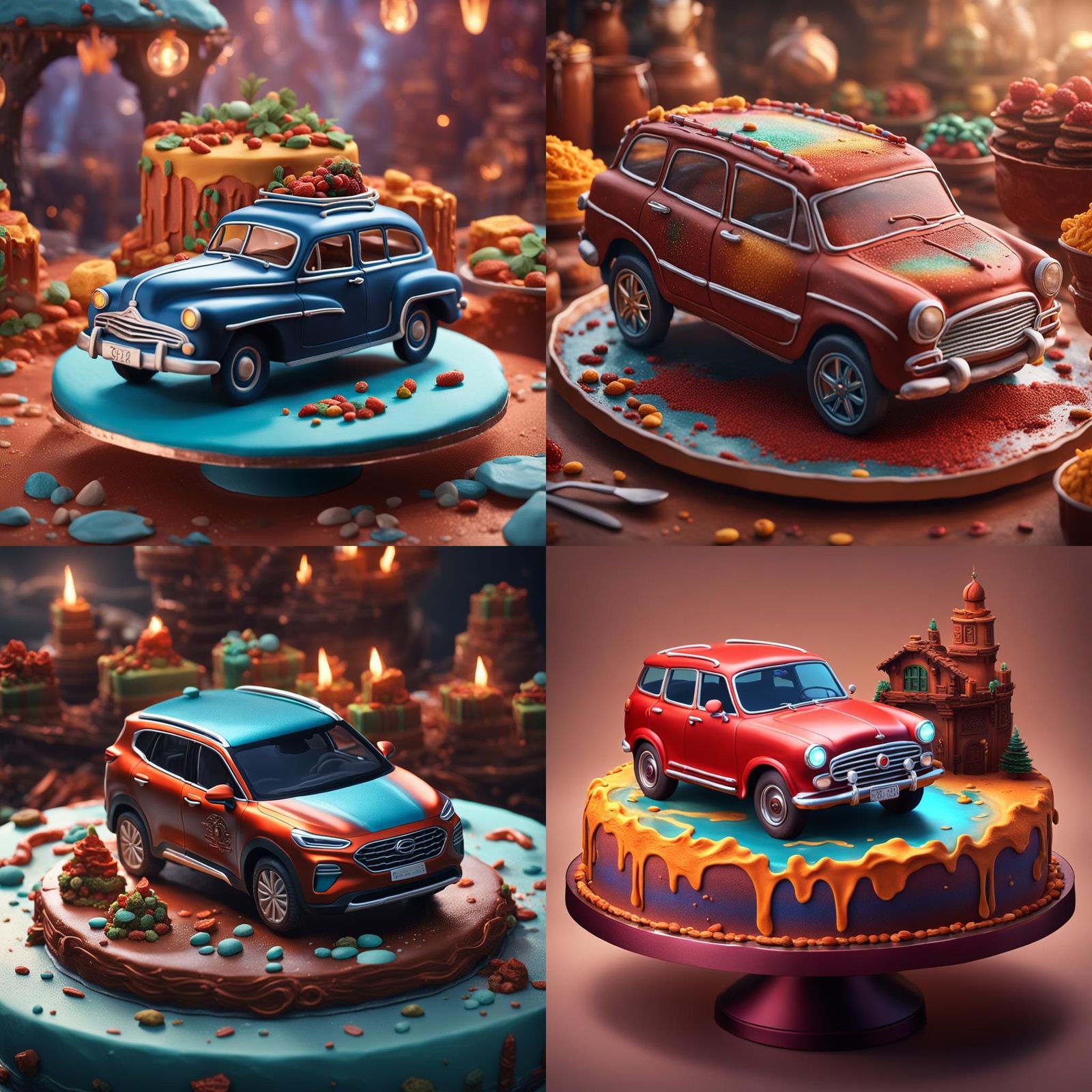 Miniature Santa Fe Car on Cake: Detailed Matte Painting