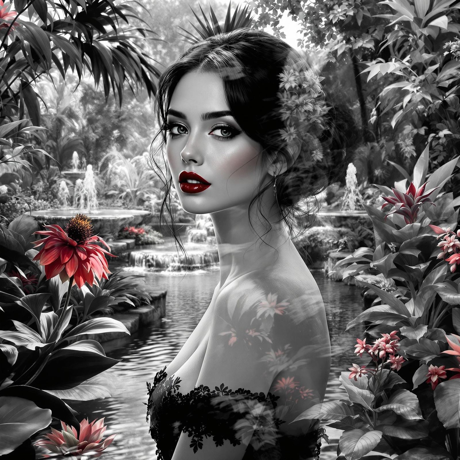 Elegant Noir Botanical Dreams in Black and White