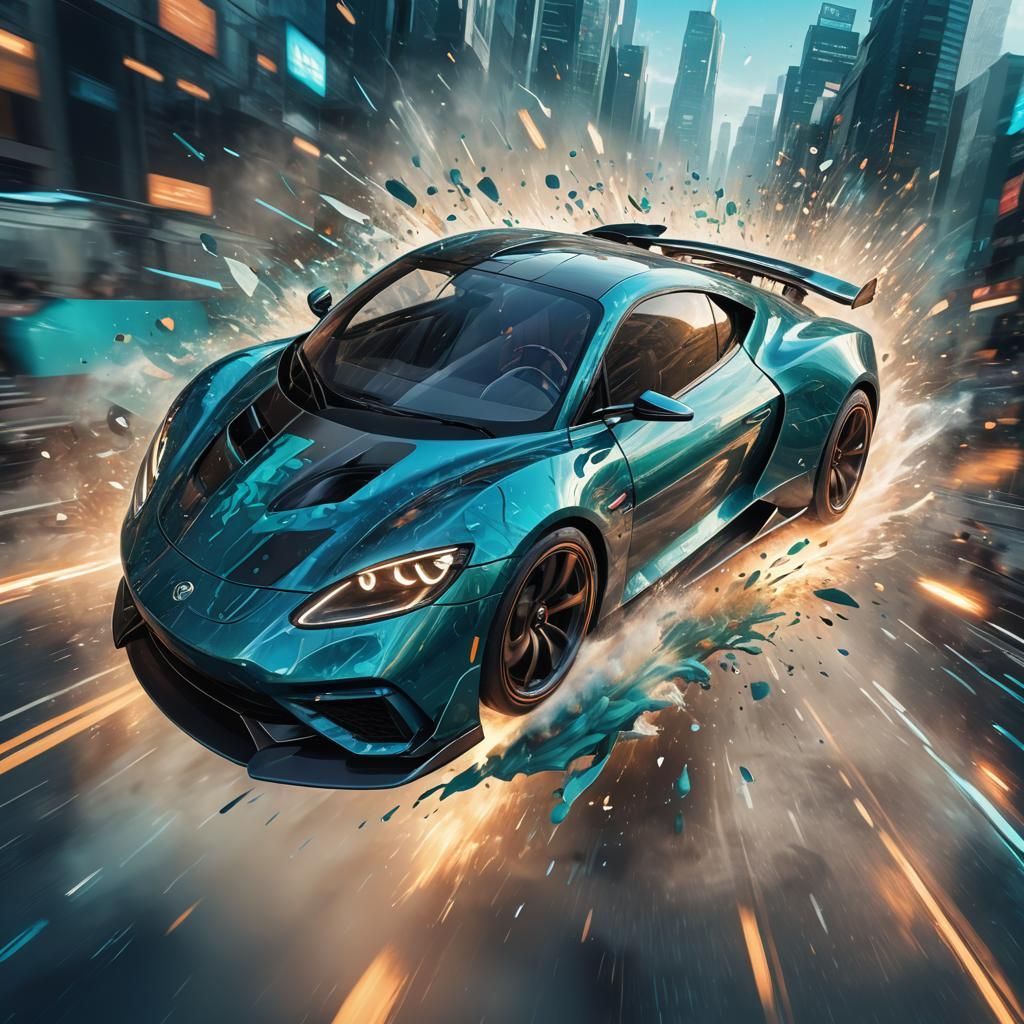 Futuristic Flying Car in Tech-Nature-Fusion Style