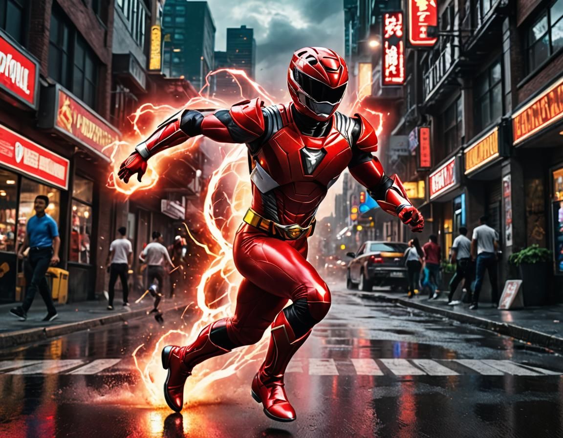 Red Power Ranger Breaks Speed Barrier with Lightning