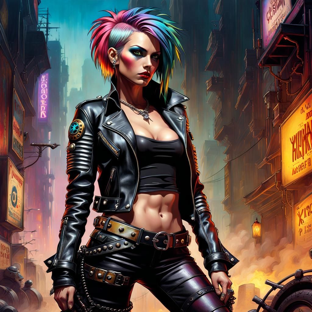 Punk Gothic Female in Cyberpunk Grunge Art