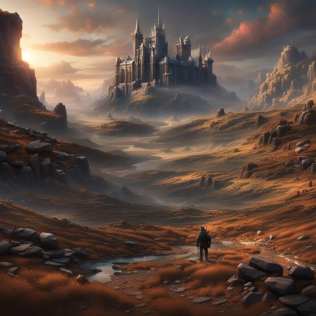 Desolate Landscape Matte Painting in Deep Color