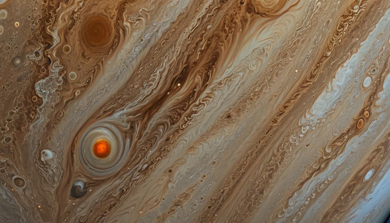 Planet Jupiter with Prominent Great Red Spot