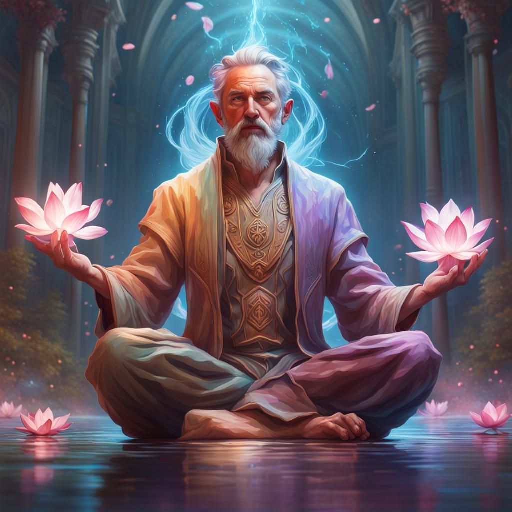 Wizard in Lotus Position, Digital Art