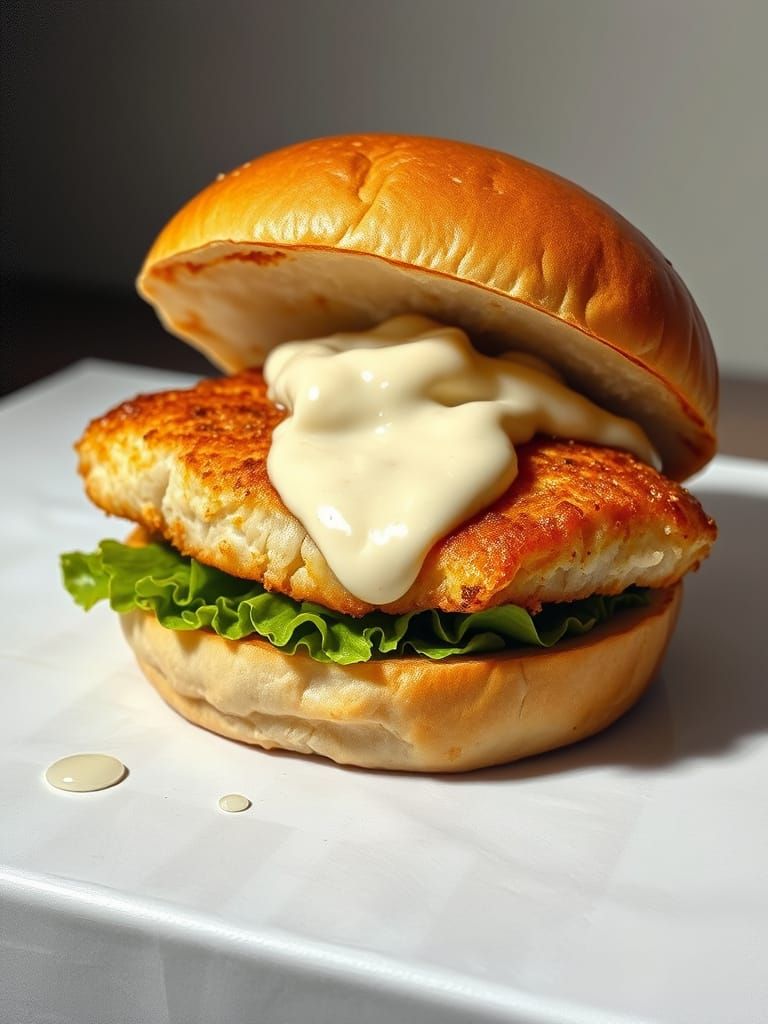 Hyperrealistic Fish Burger Still Life