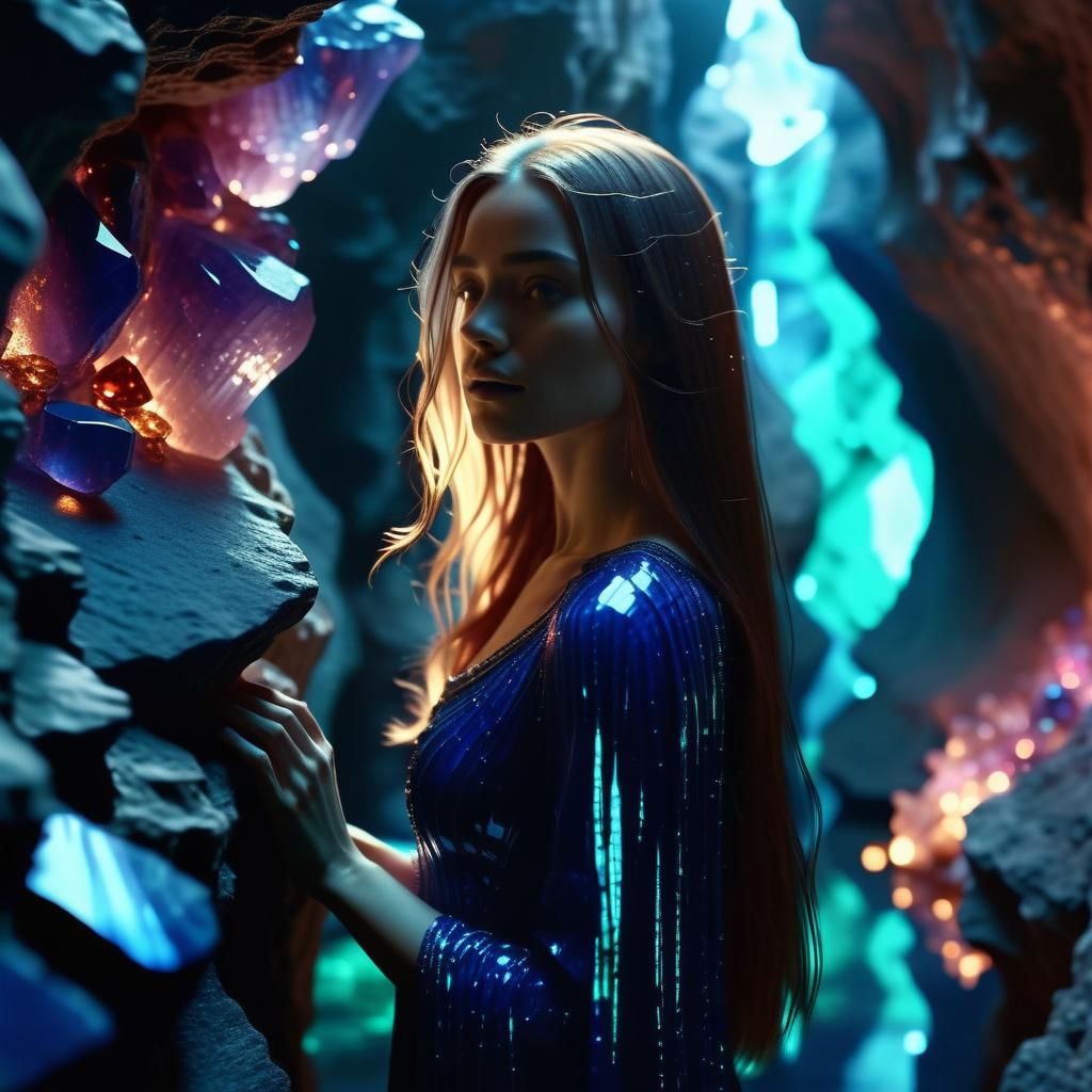 Regal Sapphire Goddess in a Gemstone Enclave