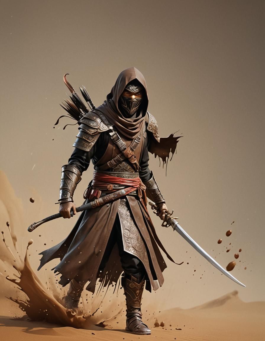 Furious Javanese Knight with Glowing Sword in Oil Painting S...