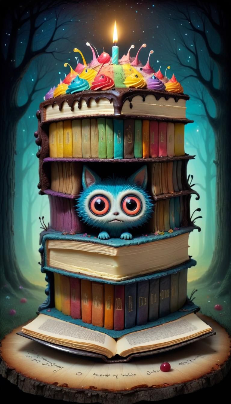 Whimsical Book Cake in Vibrant Colors