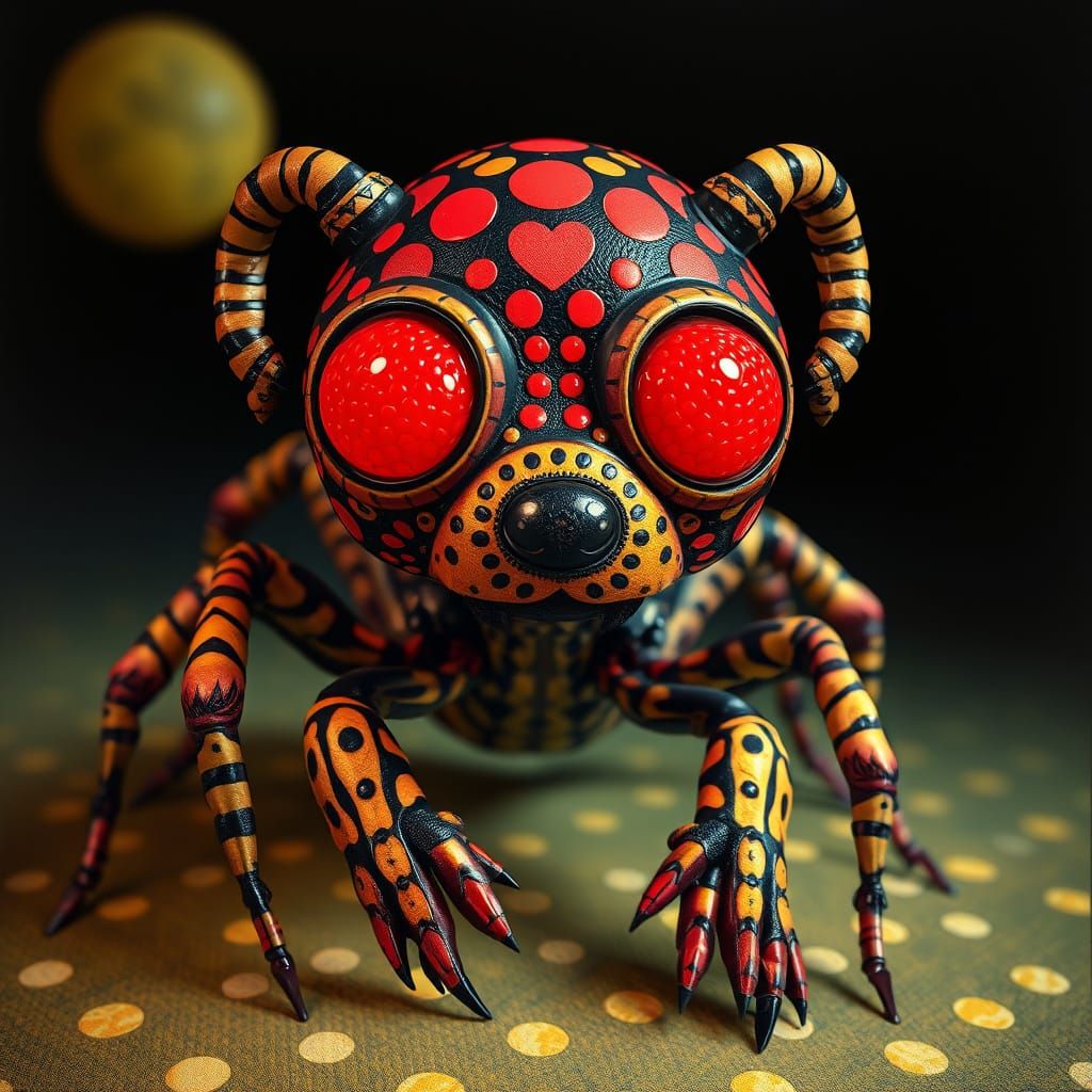 Arachnid Puppy with Raspberry Eyes in Detailed Artwork