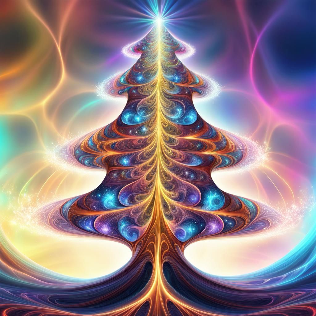 Sparkling Fractal Christmas Tree in Vibrant Colors