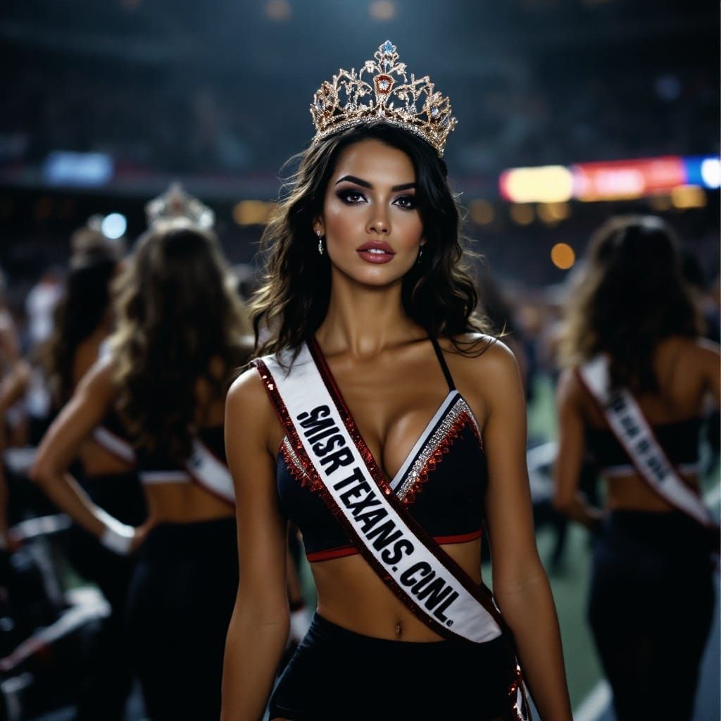 Miss Texas, small crown, Cheerleaders, black pantyhose