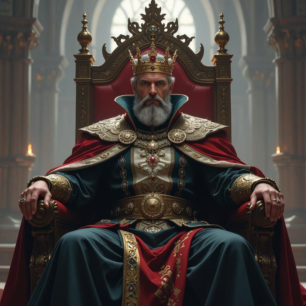 Regal King on Throne in Grandiose Castle