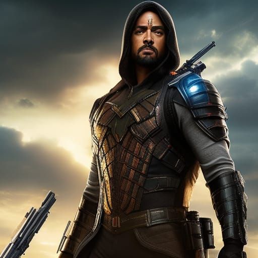 Hyperrealistic Superhero Portrait in Street Art Style