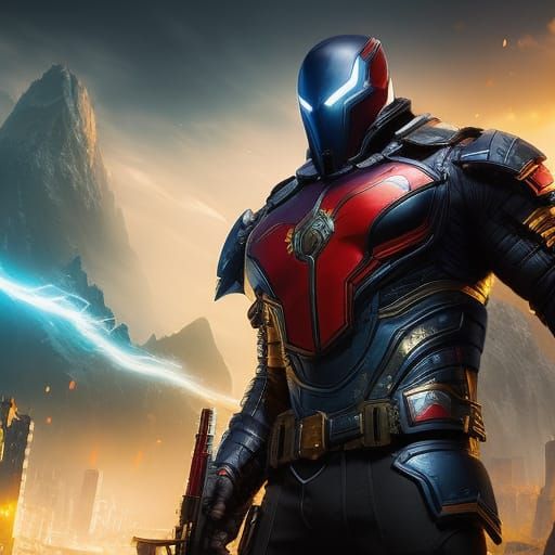 Hyperrealistic Superhero Portrait in Graffiti Art Style