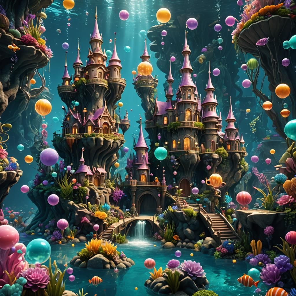 Underwater Fantasy Candy Kingdom with Mermaids