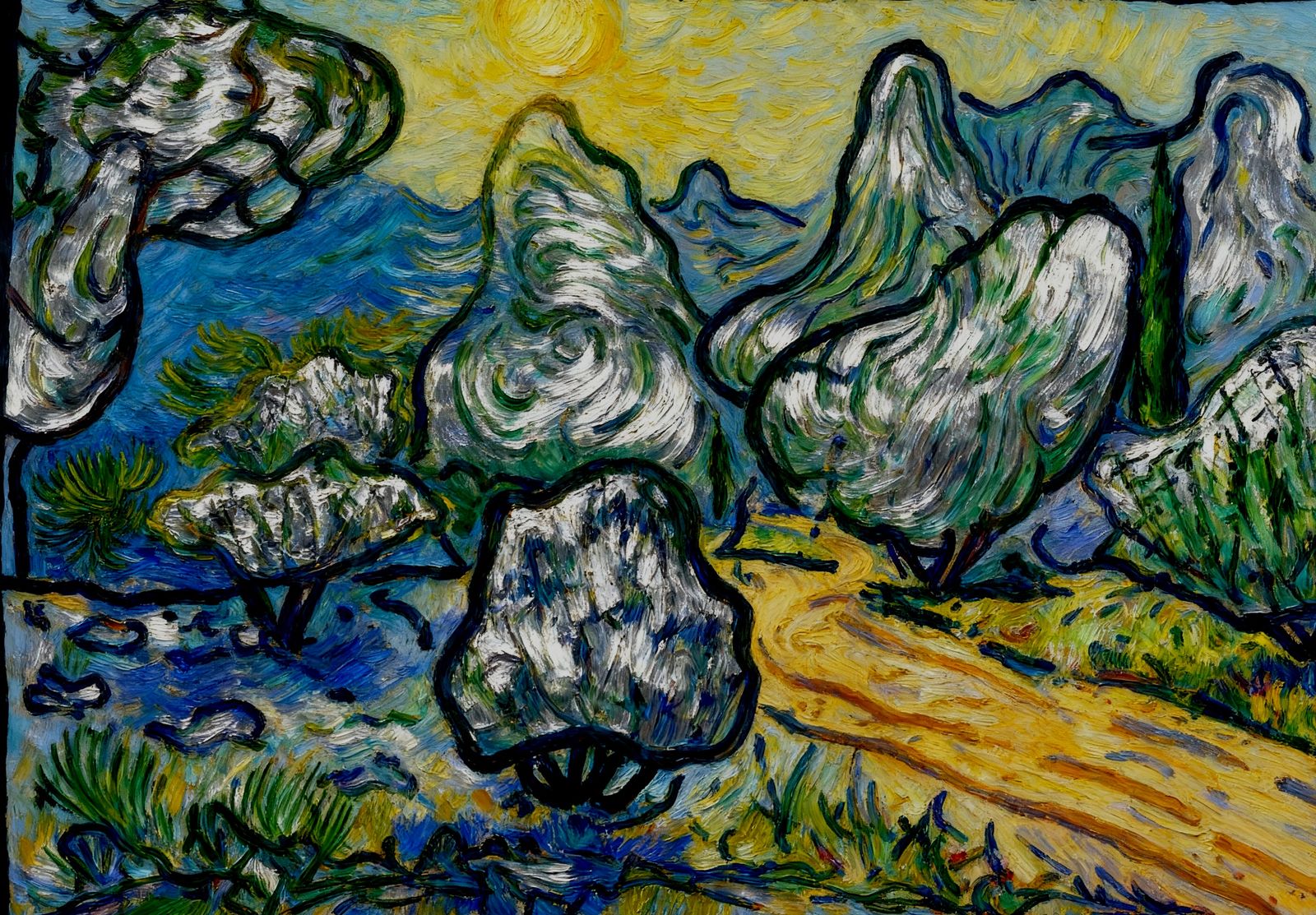 Wind-Swept Provence Landscape with Silver Green Trees
