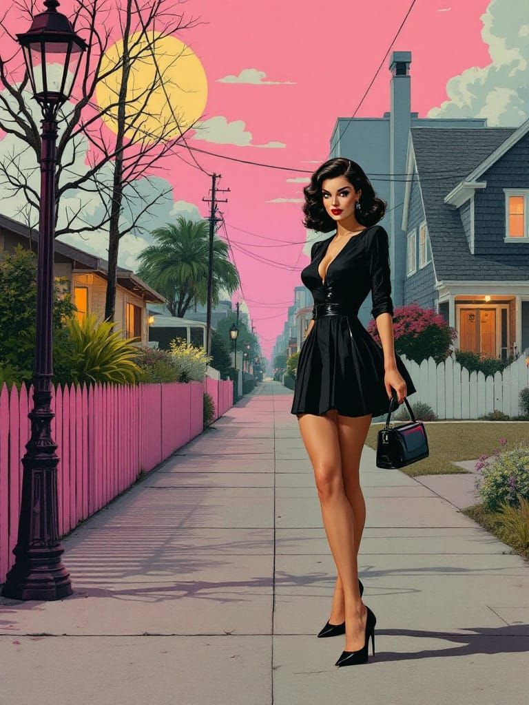 Suburban Gothic Pin-Up in Noir Style