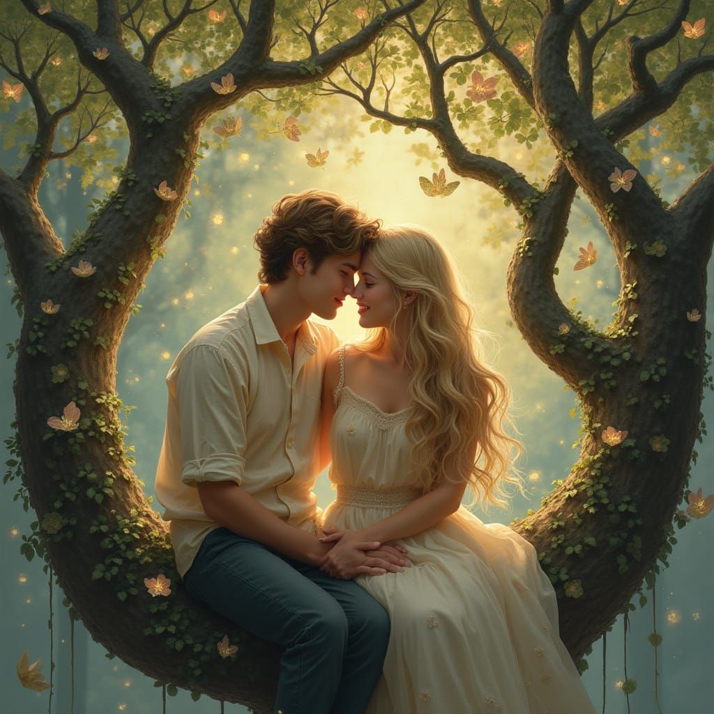 Romantic Couple in Whimsical Fairy Tree