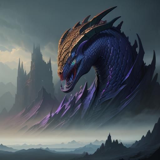 Detailed Viper Matte Painting in Deep Color