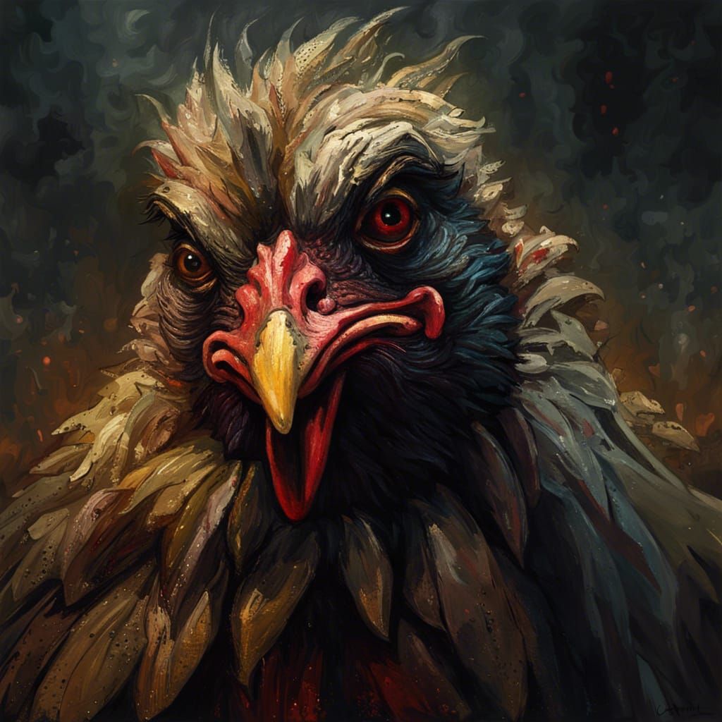 Disturbing Grotesque Face: an Impasto Horror Masterpiece