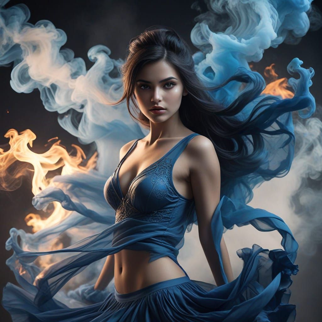 Enchanted Smoke Siren with Elegant Attire