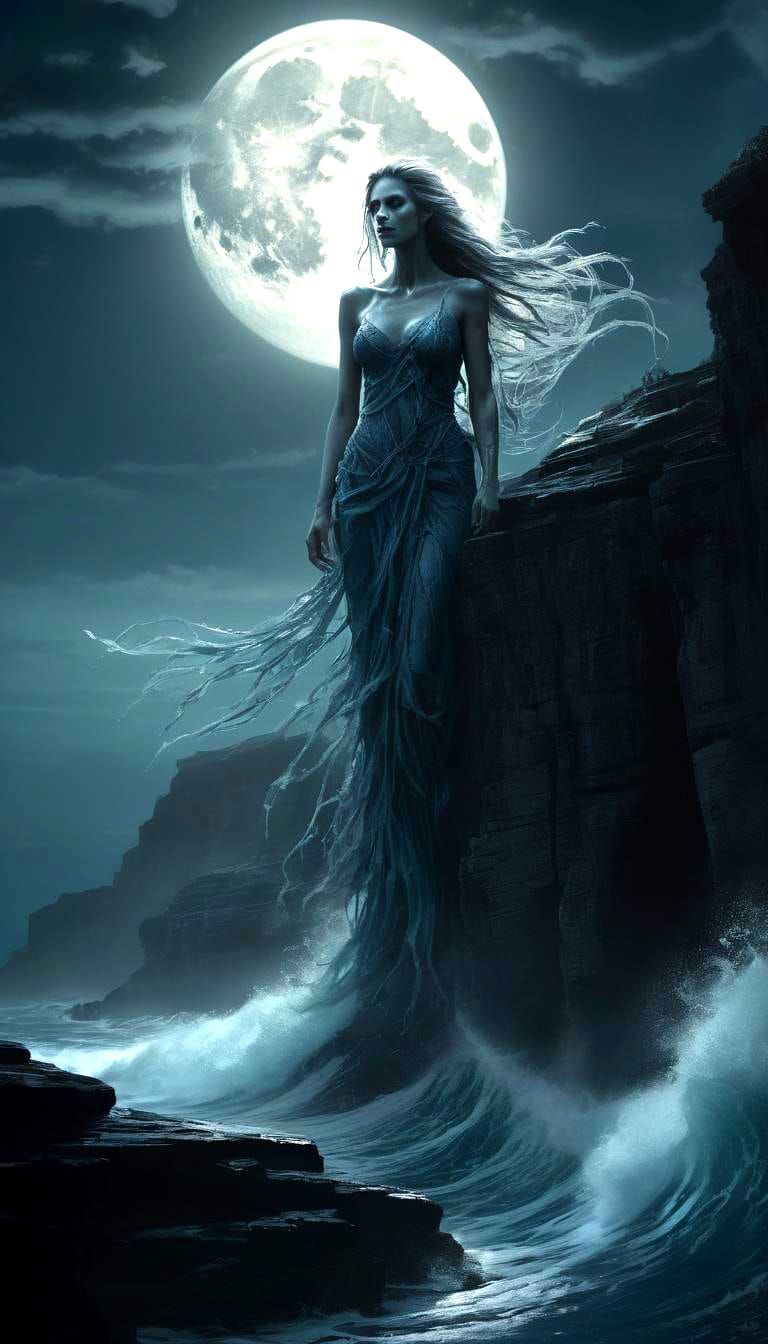 Moonlit Cliffs and Ocean View